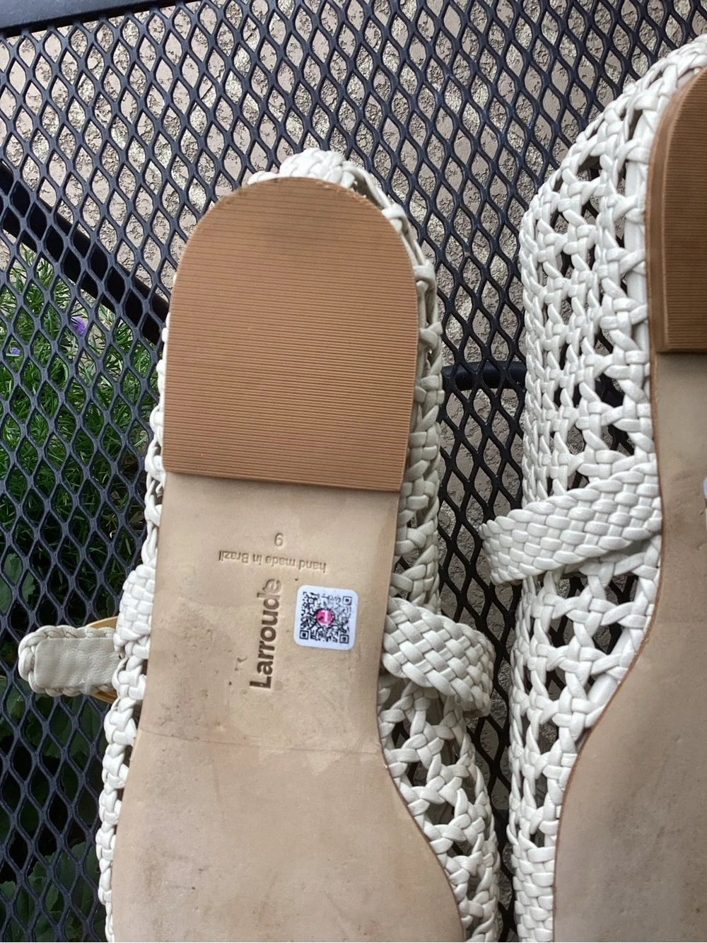 Larroude Woven Mary Jane Dress Shoes for Kids in Cream with Gold Buckle